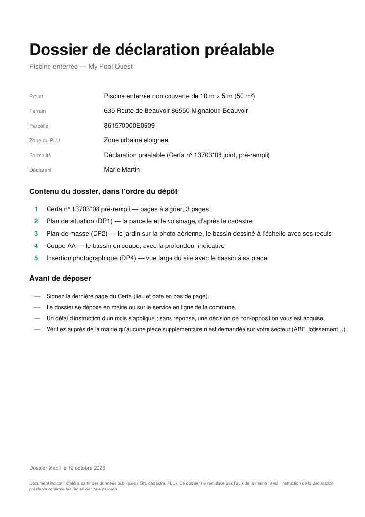 Exemple de dossier — Page de garde
