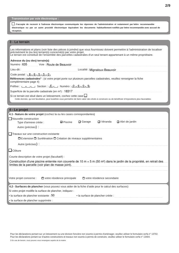 Exemple de dossier — Cerfa n° 13703*08 — page 2/9